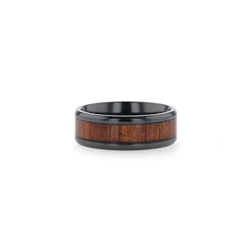 Thorsten LEIFI Black Titanium with Koa Wood Inlay and Bevels - 8mm Thorsten LEIFI Black Titanium with Koa Wood Inlay and Bevels - 8mm