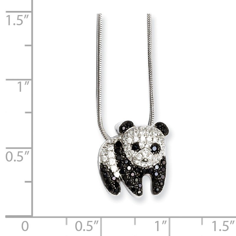 Sterling Silver CZ Brilliant Embers Black & White Panda Necklace