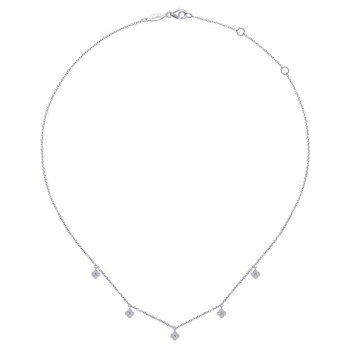 14K White Gold Diamond PavÃƒÂ© Clover Drop Necklace NK6591W45JJ