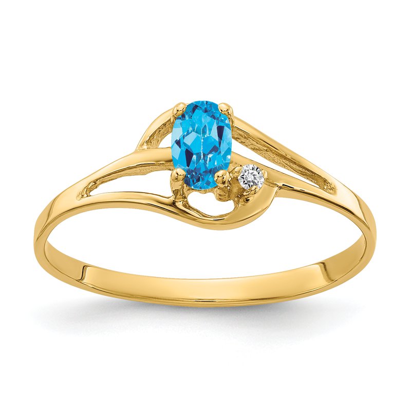 Quality Gold 14k 5x3mm Oval Blue Topaz AAA Diamond ring