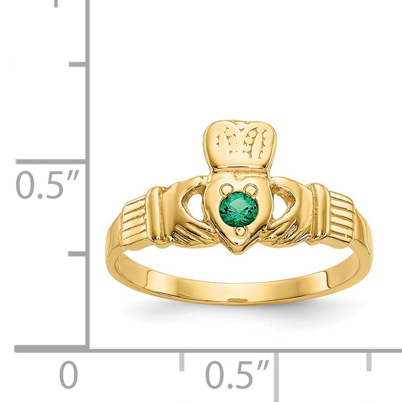 Quality Gold 14k Green CZ Claddagh Ring XCH329 - Bayside