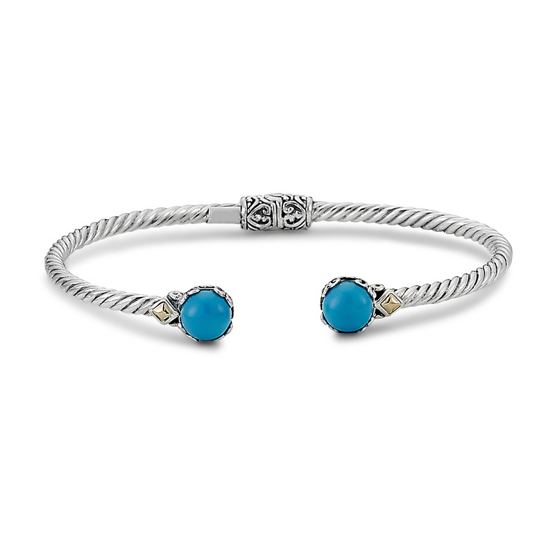 Samuel B STERLING SILVER/18K 7MM ROUND SLEEPING BEAUTY TURQUOISE