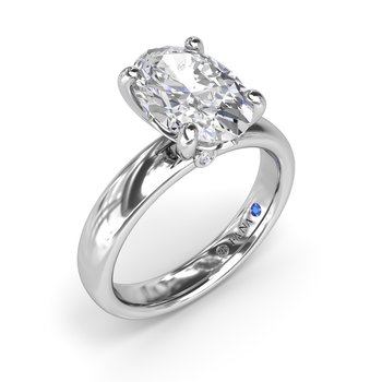 Classic Wide Band Oval Diamond Engagement Ring S4431