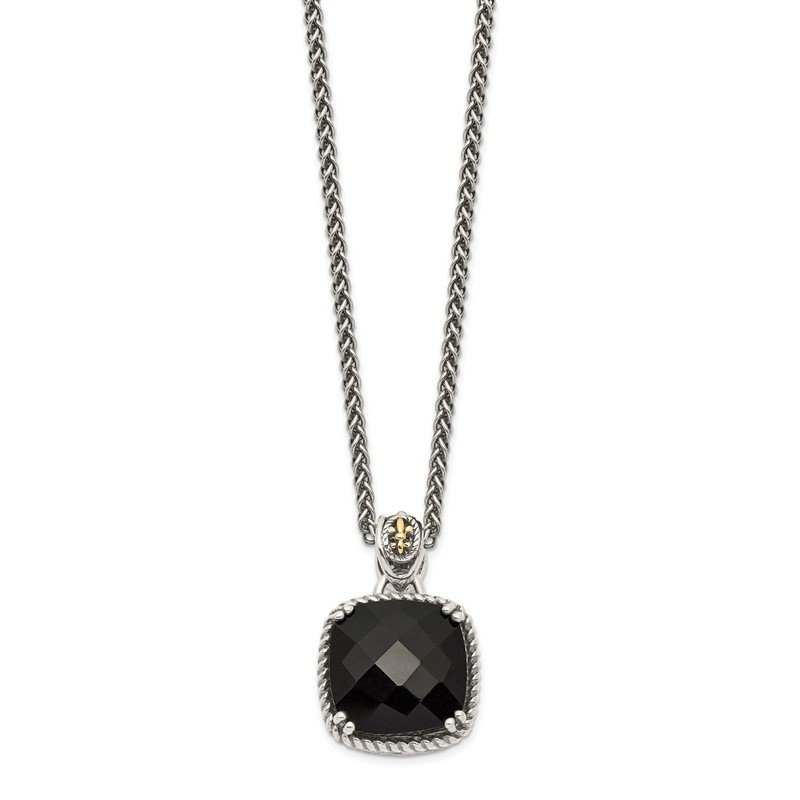 Shey Couture Sterling Silver with 14k Accent Onyx and Swiss Blue Topaz 18 inch Necklace
