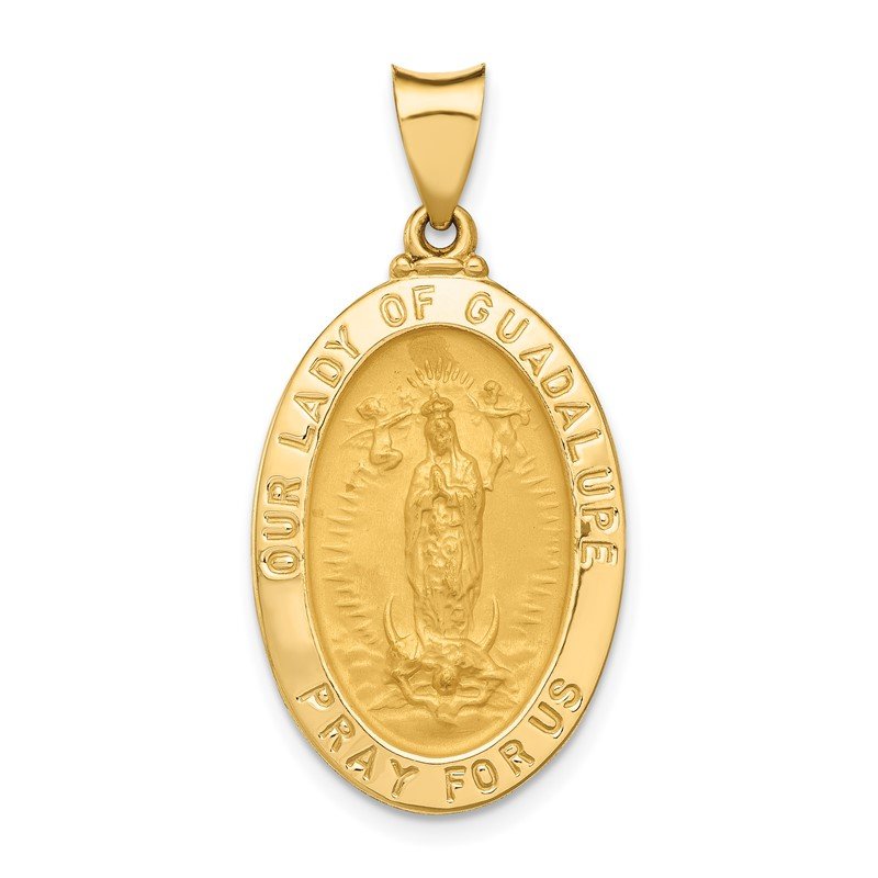 14k Gold Our Lady Guadalupe Medal Hollow Pendant
