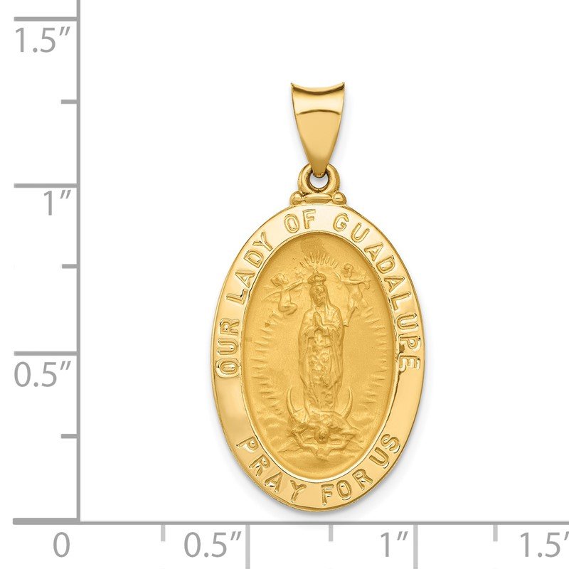 14k Gold Our Lady Guadalupe Medal Hollow Pendant