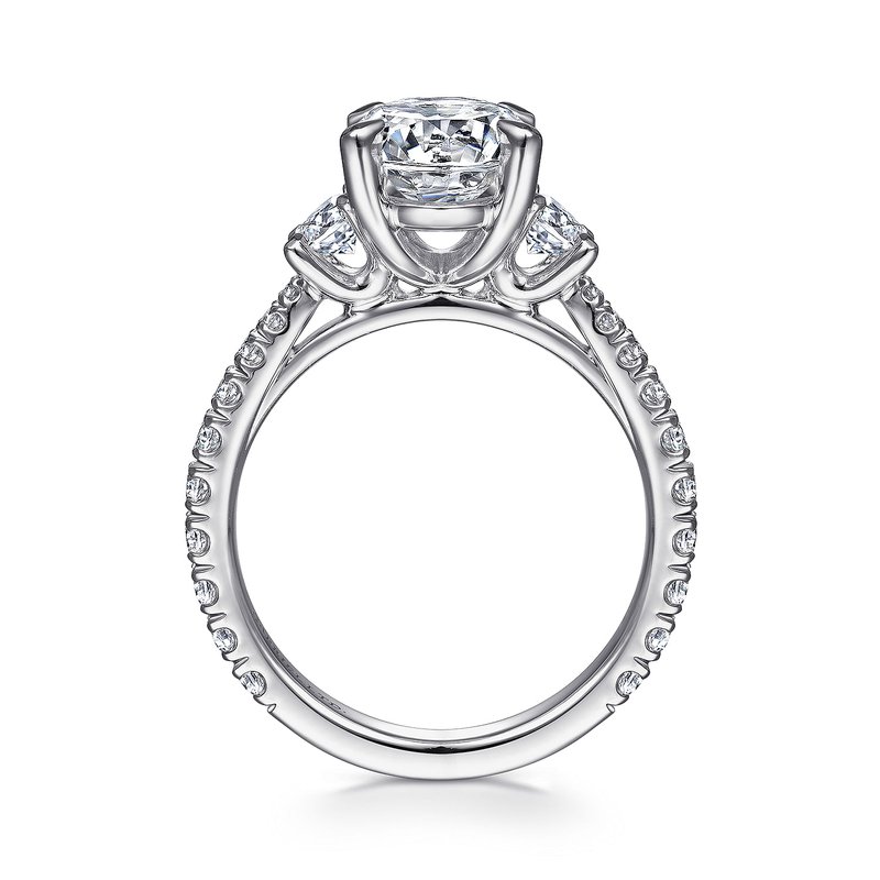Gabriel Bridal 18K White Gold Oval Three Stone Diamond Engagement Ring ...