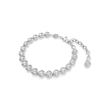 Swarovski Imber Tennis bracelet, Round cut, White, Rhodium