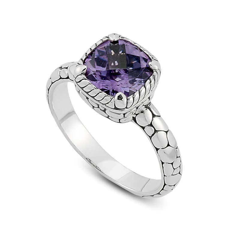 Samuel B STERLING SILVER CUSHION SHAPE AMETHYST RING 61245R.SLA ...