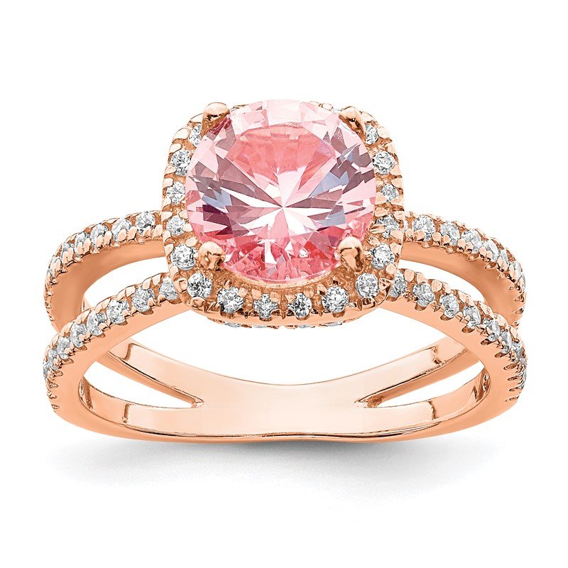 Sterling Silver Pink Nano Crystal and CZ Ring Sterling Silver Pink Nano Crystal and CZ Ring