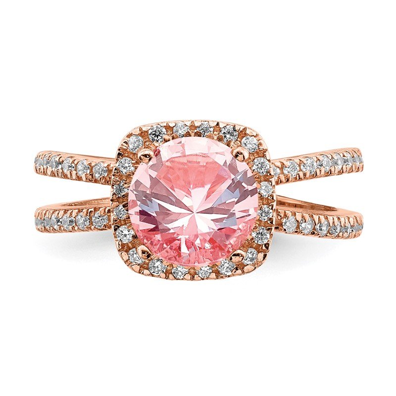 Sterling Silver Pink Nano Crystal and CZ Ring Sterling Silver Pink Nano Crystal and CZ Ring