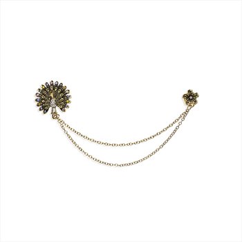 Peacock Sweater Pin with Crystal Accents LN4332
