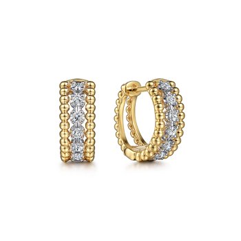 14K White-Yellow Gold Bujukan Huggie Pavé Diamond  Earrings EG14715M45JJ