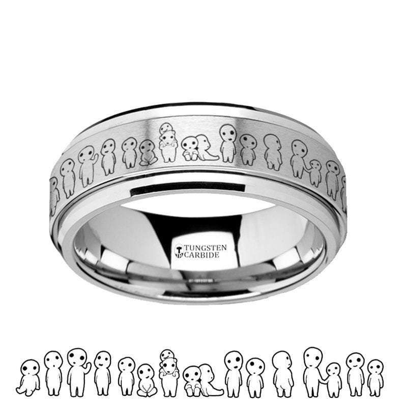 Thorsten Rings Spinning Engraved Princess Mononoke Kodama Sprites