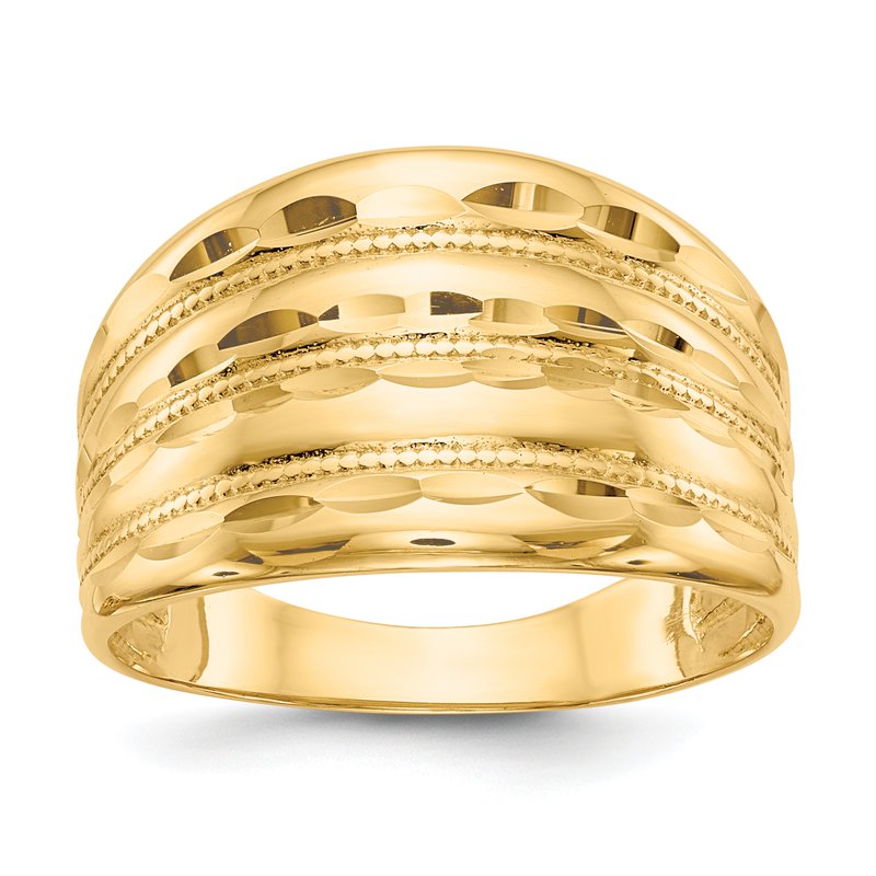 Celestial 14K Gold Polished Diamond-cut Four Ridge Fashion