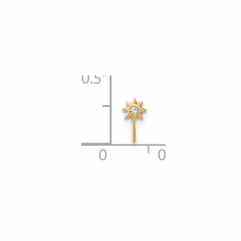 14k Yellow Gold CZ Sun Nose Stud 14k Yellow Gold CZ Sun Nose Stud