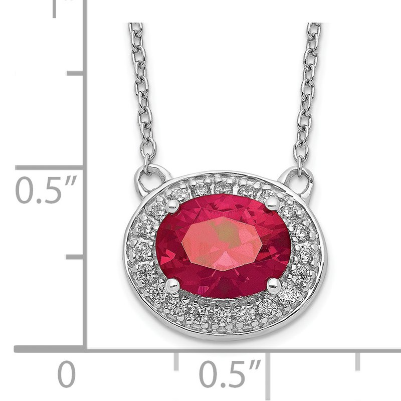 14k White Gold Diamond and Oval Ruby 18 inch Necklace 14k White Gold Diamond and Oval Ruby 18 inch Necklace