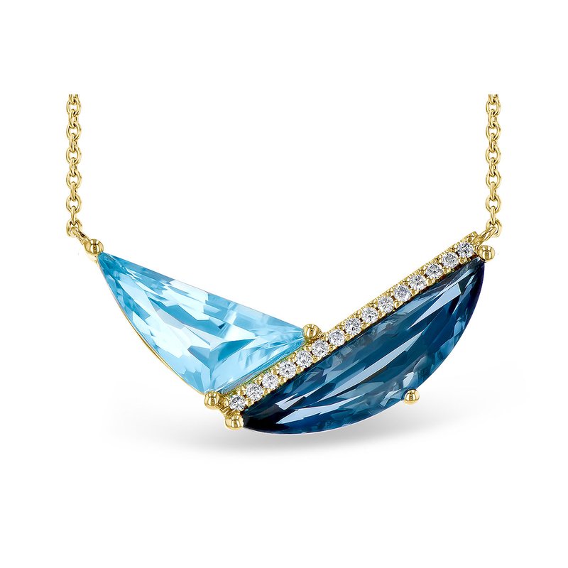 Allison Kaufman 14KT Gold Blue Topaz Necklace M327-57511 - Crown