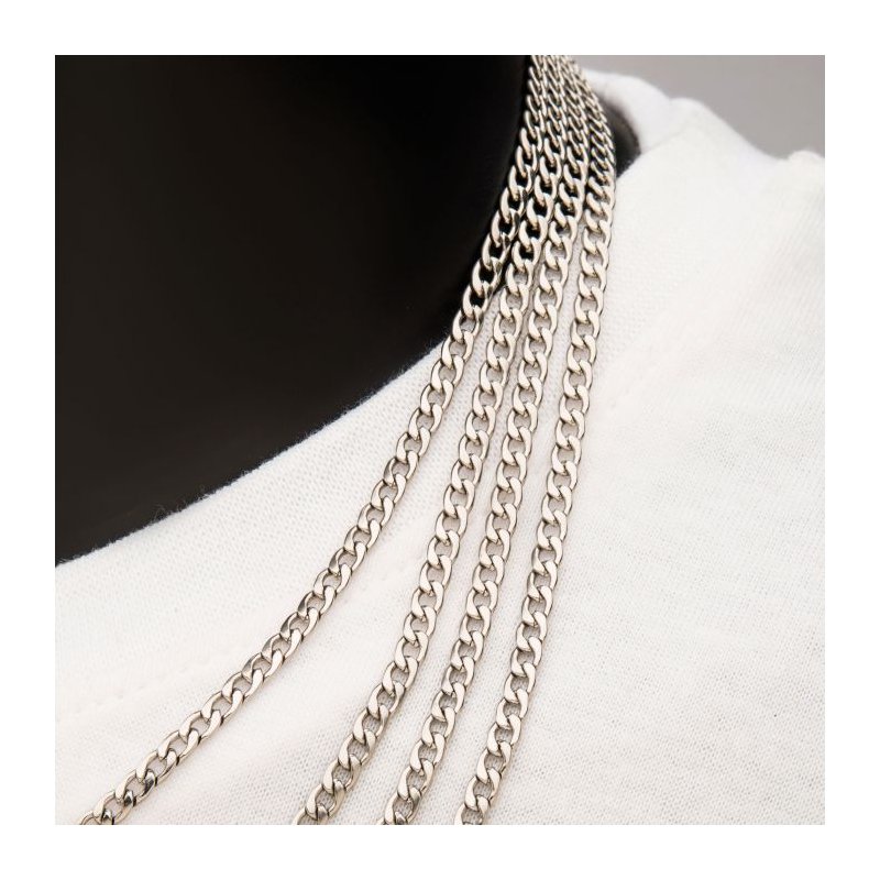 INOX Jewelry 4mm Steel Classic Curb Chain Necklace NSTC1604