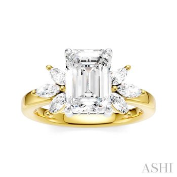 Emerald Shape Semi-Mount Diamond Engagement Ring 198B3OHFHYW-SM-EM2
