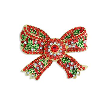 Red Bow Pin with Crystals J452-JBH80321GTR