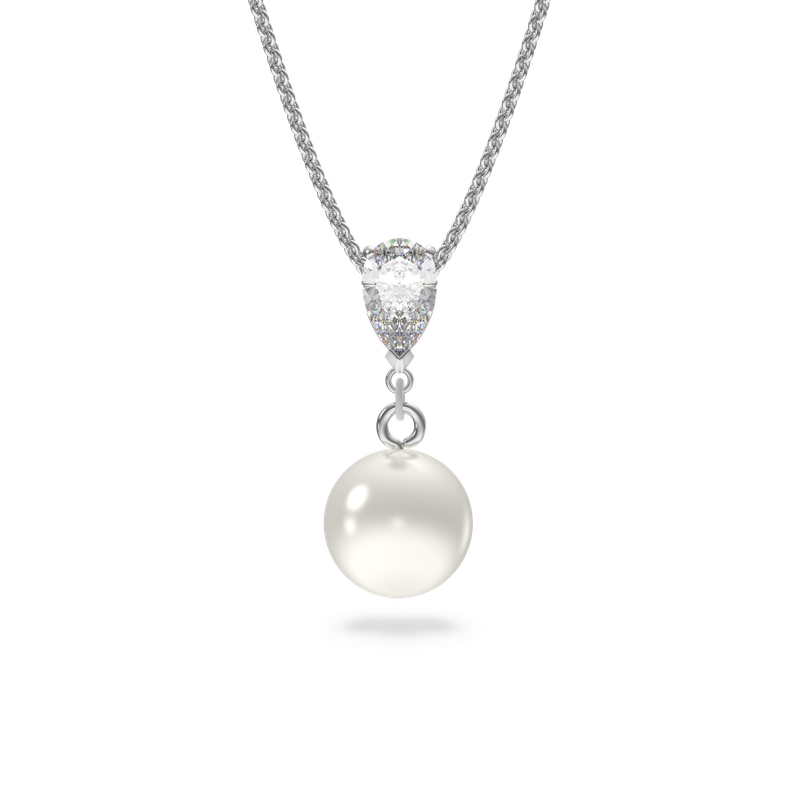 Treasure Pearl Y Necklace White Rhodium plated