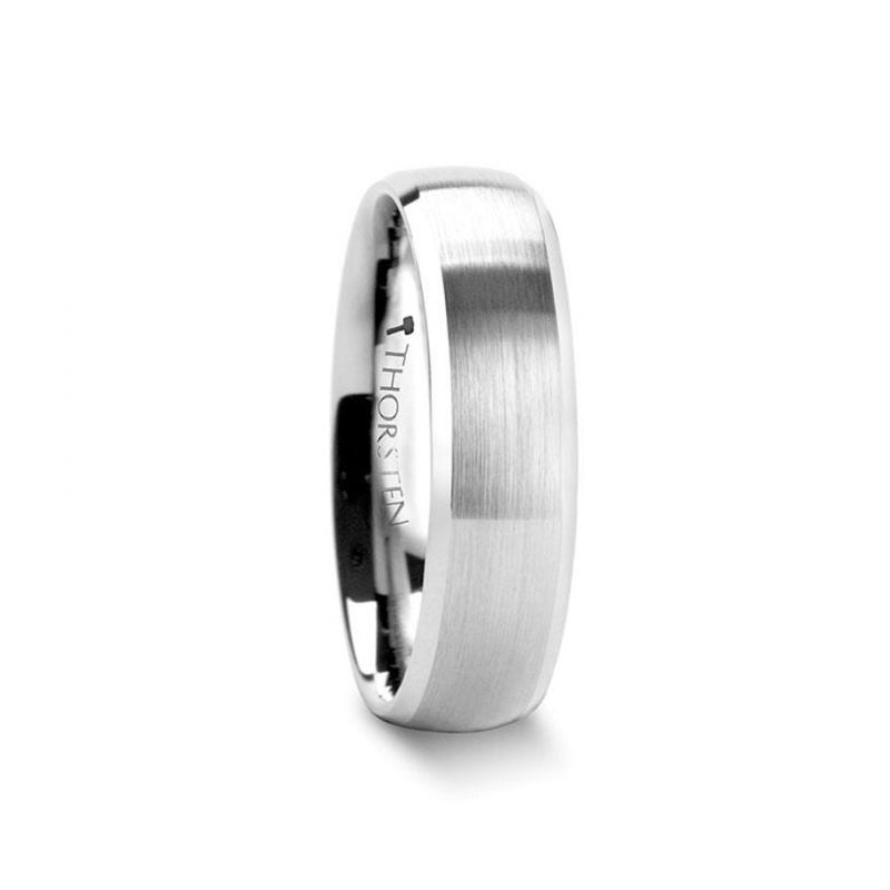 Thorsten POLARIS Domed Brushed Finish Tungsten Ring with Polished Bevels - 6mm or 8mm Thorsten POLARIS Domed Brushed Finish Tungsten Ring with Polished Bevels - 6mm or 8mm