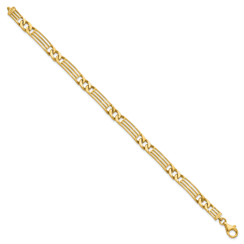 Quality Gold 14k Polished 7mm Fancy Curb Link and Bars 8.5