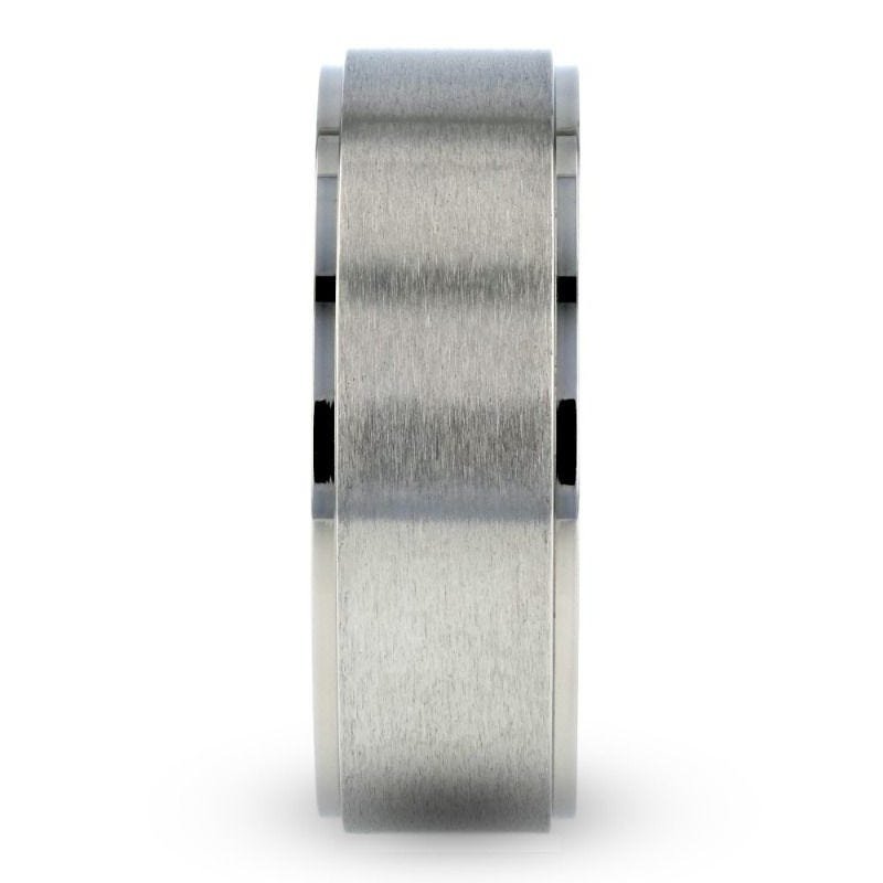 Thorsten RHINOX Brushed Raised Center Men’s Titanium Wedding Ring with Polished Step Edges - 6mm & 8mm Thorsten RHINOX Brushed Raised Center Men’s Titanium Wedding Ring with Polished Step Edges - 6mm & 8mm