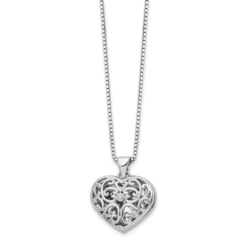 Sterling Silver & Diamond Filigree Heart 18 Sterling Silver & Diamond Filigree Heart 18