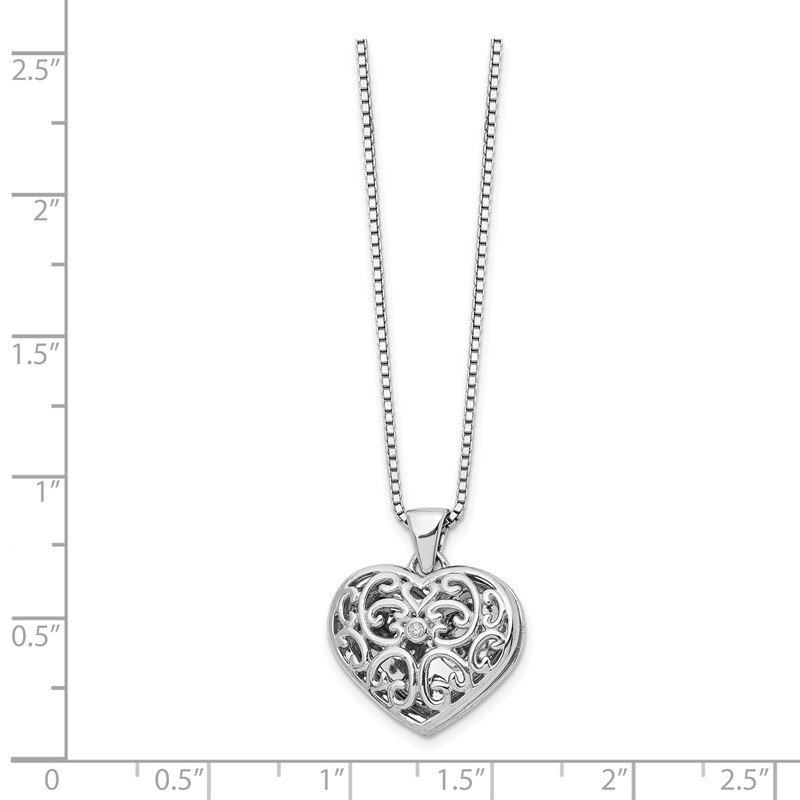 Sterling Silver & Diamond Filigree Heart 18 Sterling Silver & Diamond Filigree Heart 18