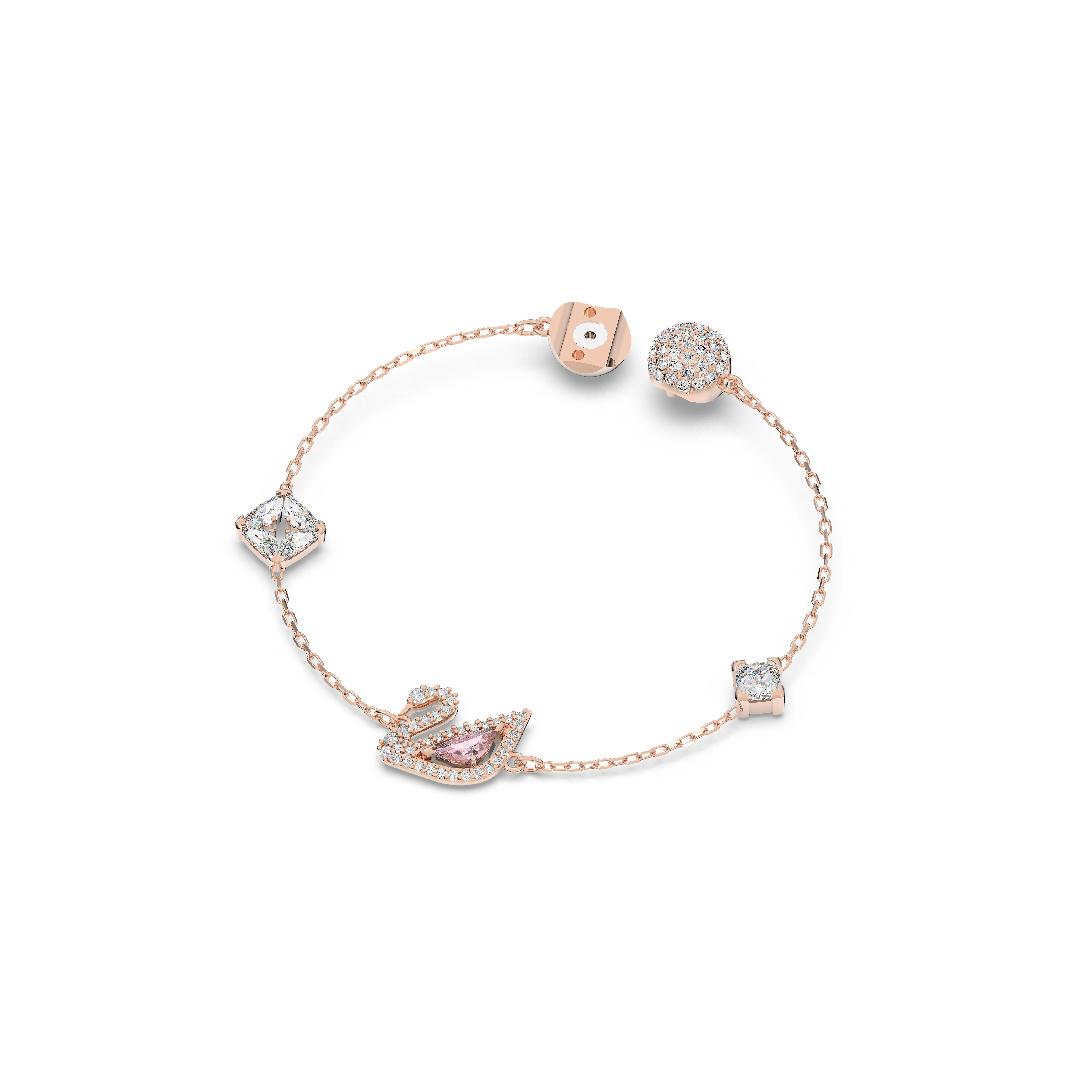 Swarovski Dazzling Swan bracelet, Magnetic closure, Swan, Pink