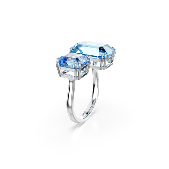 指輪・リング SWAROVSKI Millenia Blue Rhodium Open Ring 52 5694138 Millenia open ring, Octagon cut, Blue, Rhodium plated