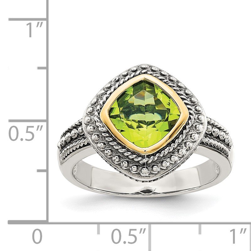 Shey Couture Sterling Silver With 14k Gold Accent 8mm Cushion Peridot Pendant Necklace Shey Couture Sterling Silver With 14k Gold Accent 8mm Cushion Peridot Pendant Necklace