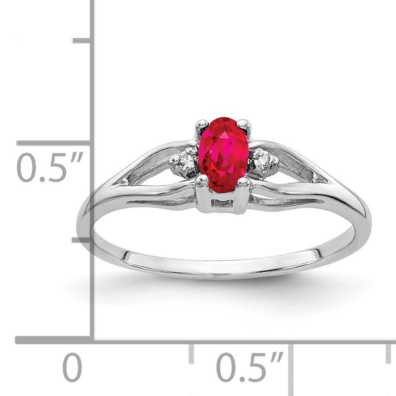 14k White Gold Oval 5x3mm Created Ruby And Diamond Ring 14k White Gold Oval 5x3mm Created Ruby And Diamond Ring