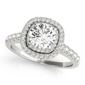 Double Halo Cushion Engagement Ring