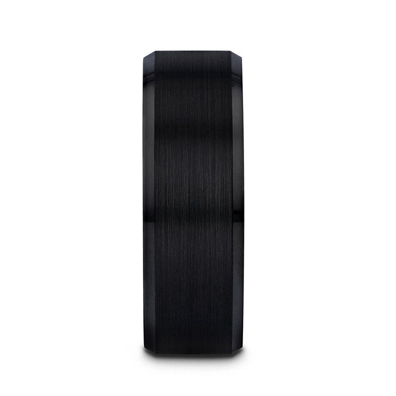 Thorsten RIGEL Flat Beveled Edges Black Tungsten Ring with Brushed Center and Vibrant Blue Ceramic Inside - 6mm & 8mm Thorsten RIGEL Flat Beveled Edges Black Tungsten Ring with Brushed Center and Vibrant Blue Ceramic Inside - 6mm & 8mm