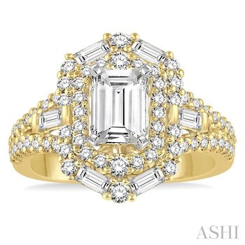 Emerald Shape Semi-Mount Halo Diamond Engagement Ring 228A1OHFHYW-SM