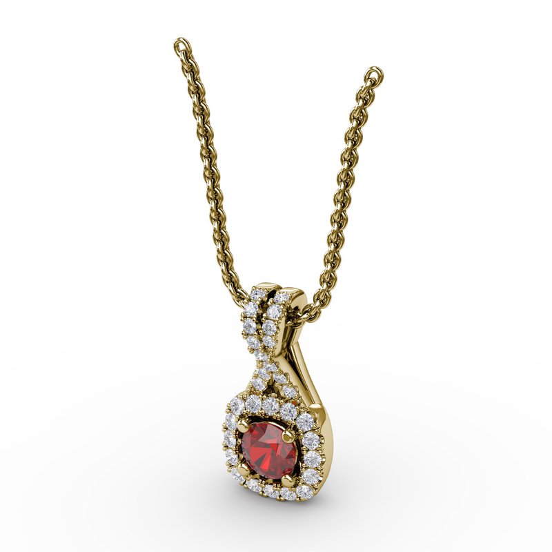 Halo Ruby and Diamond Pendant P1631R - Fana Halo Ruby and Diamond Pendant P1631R - Fana