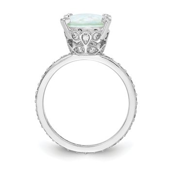Cheryl M Sterling Silver CZ & Oval Opal Halo Post Earrings Cheryl M Sterling Silver CZ & Oval Opal Halo Post Earrings
