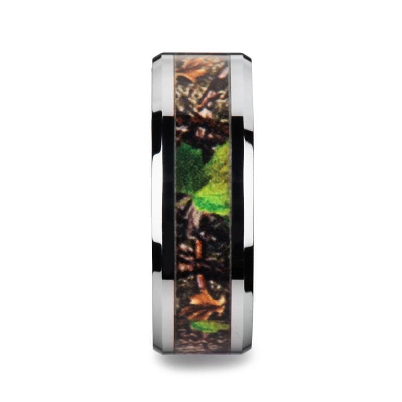 Thorsten OVERGROWTH Realistic Tree Camo Tungsten Carbide Wedding Band with Green Leaves - 8mm Thorsten OVERGROWTH Realistic Tree Camo Tungsten Carbide Wedding Band with Green Leaves - 8mm