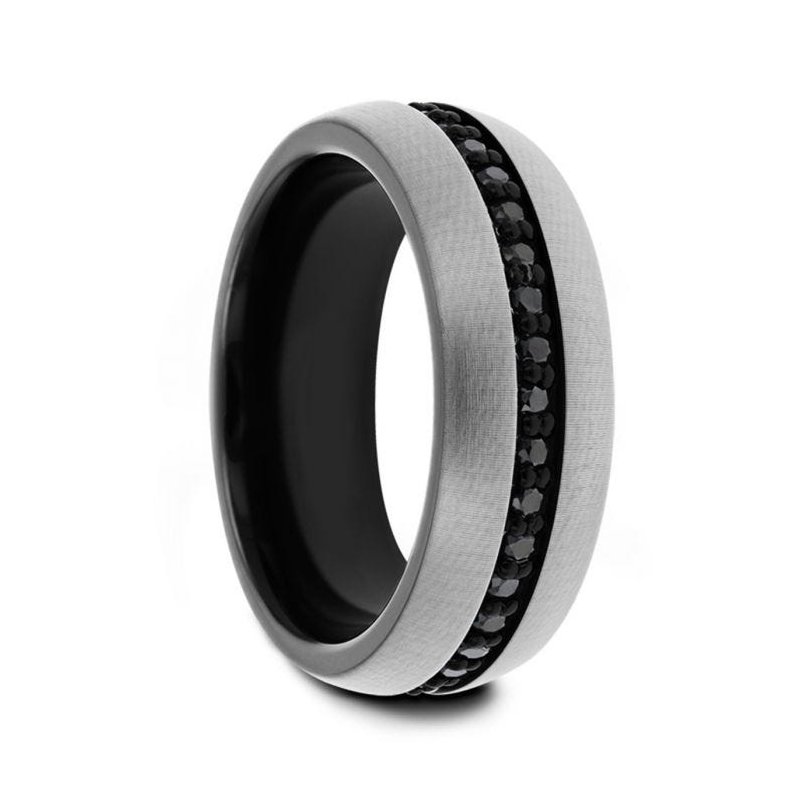 Thorsten PILOT Gunmetal Tungsten Ring with Black Sapphires - 8mm Thorsten PILOT Gunmetal Tungsten Ring with Black Sapphires - 8mm