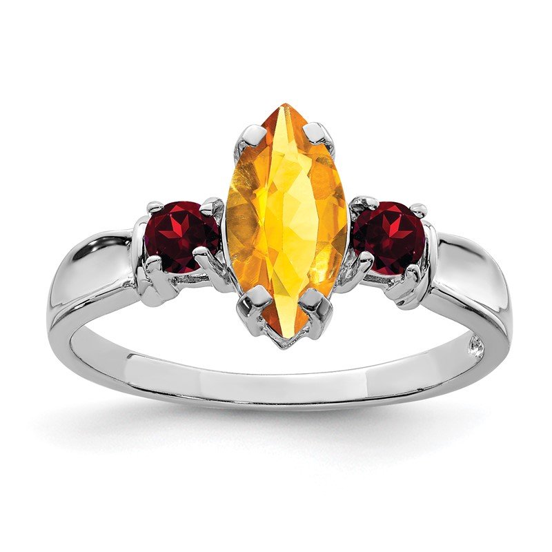 Sterling Silver Marquise Citrine And Garnet Ring Sterling Silver Marquise Citrine And Garnet Ring