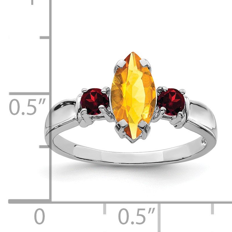 Sterling Silver Marquise Citrine And Garnet Ring Sterling Silver Marquise Citrine And Garnet Ring