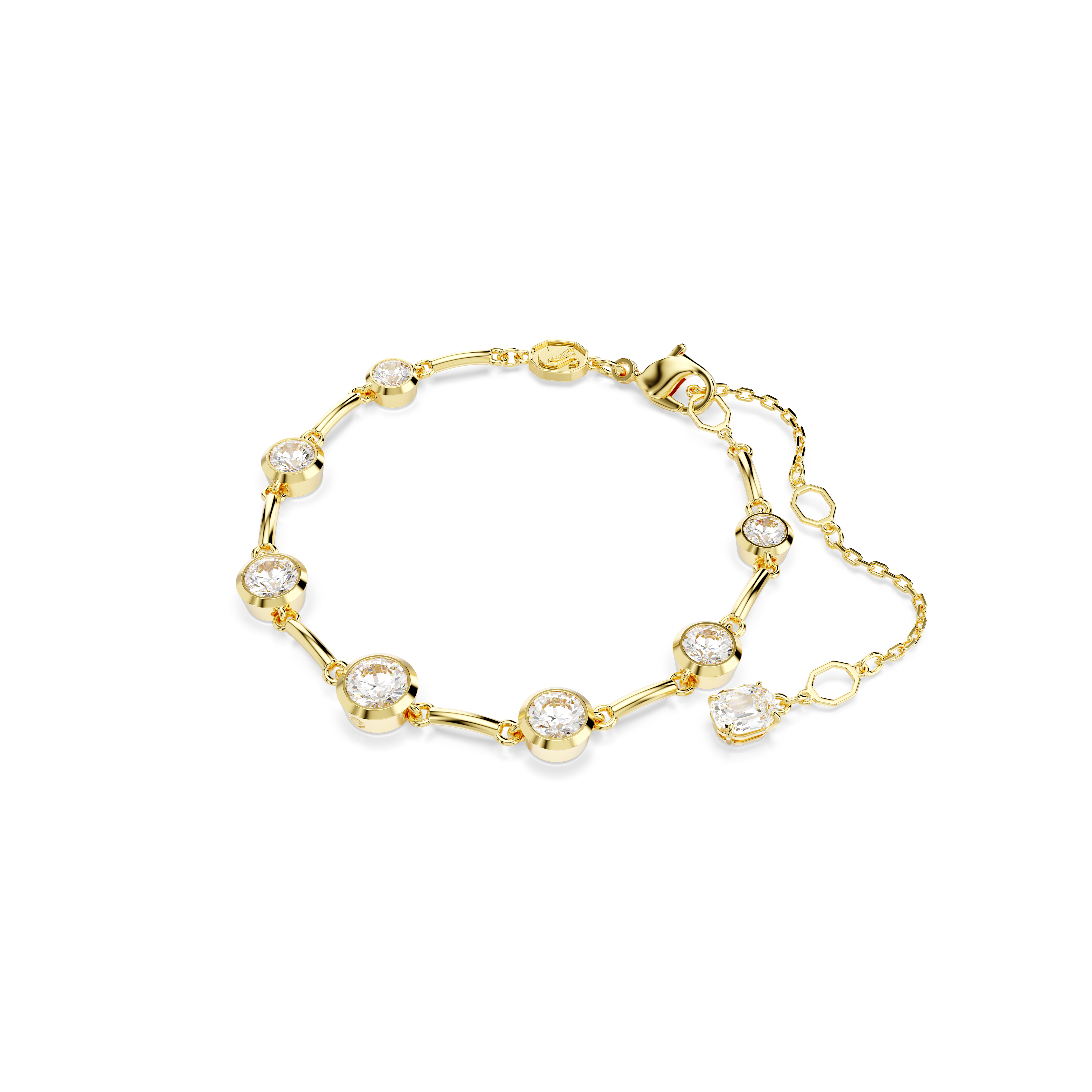 Swarovski Imber Tennis bracelet, Mixed round cuts, White, Gold