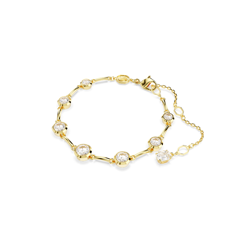 Swarovski Imber Tennis bracelet, Mixed round cuts, White, Gold