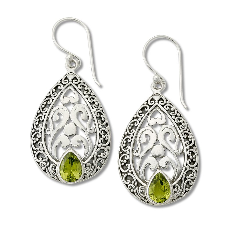Samuel B STERLING SILVER FILIGREE DESIGN DROP EARRINGS WITH