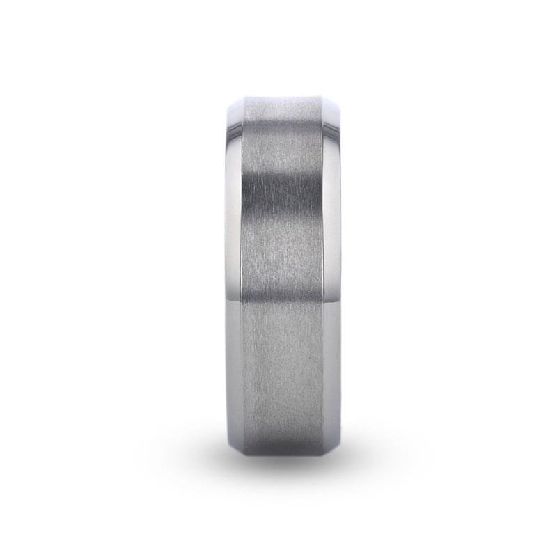 Thorsten SHIRE Titanium Brushed Center Flat Ring with Polished Beveled Edges - 6mm & 8mm Thorsten SHIRE Titanium Brushed Center Flat Ring with Polished Beveled Edges - 6mm & 8mm