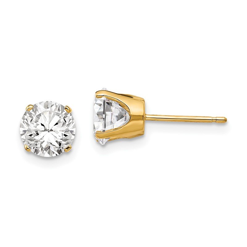 Quality Gold 14k 6.5mm CZ stud earrings XD13CZ - Walsh Jewelers