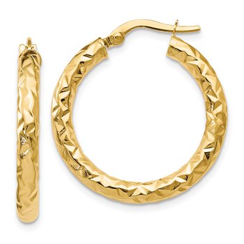 Leslie's 14K Polished Oval Twisted Hoop Earrings LE538
